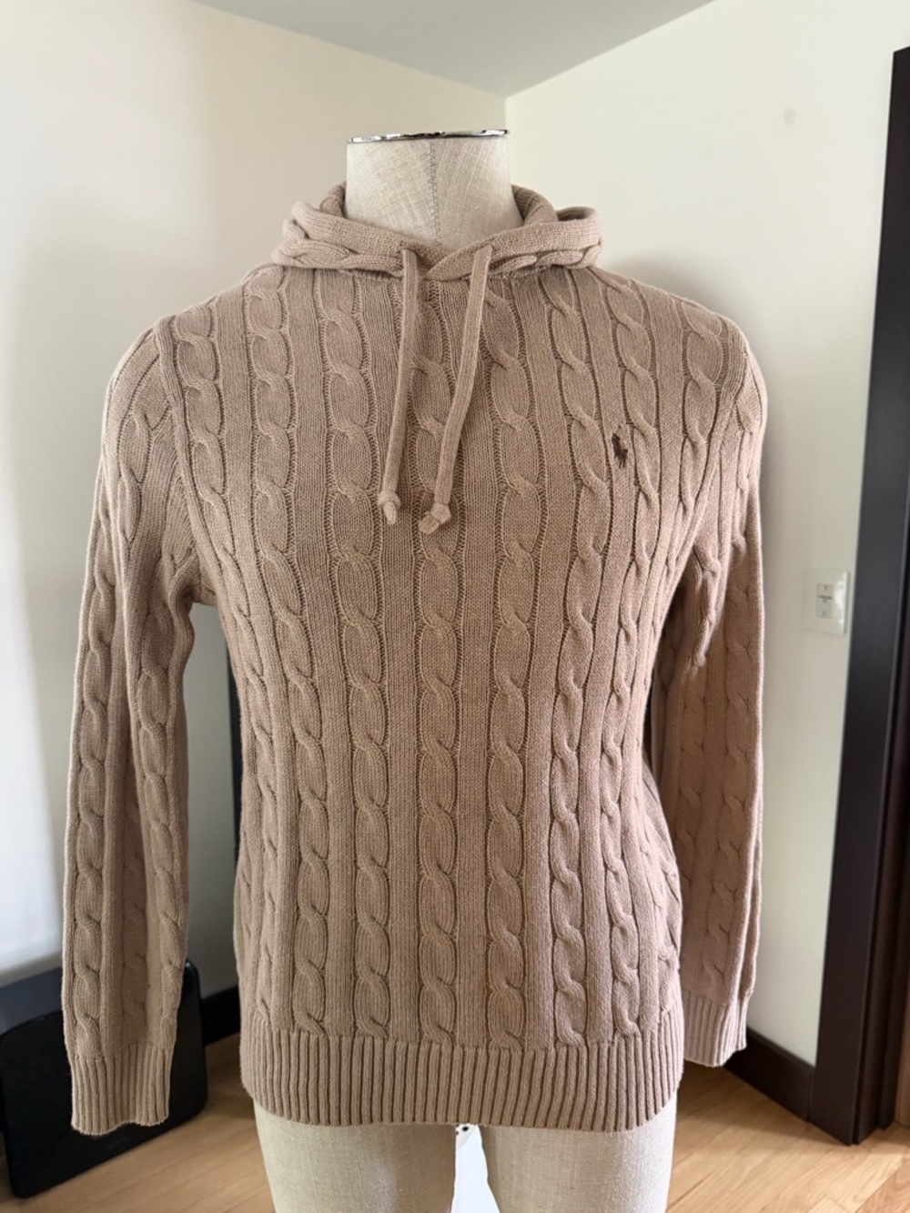 Ralph Lauren Men’s Cable-Knit Hoodie Sweater - Taupe